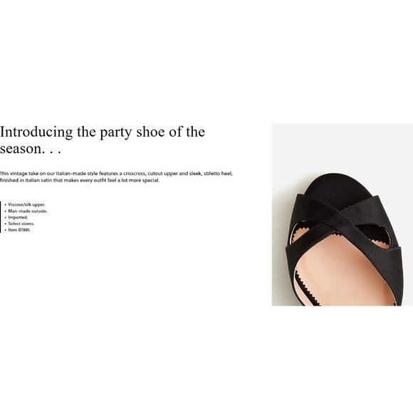 J.Crew Collection Satin Peep Toe Rylie Sandals, Sz 6.5, Black Italian Satin -NEW - Picture 8 of 10